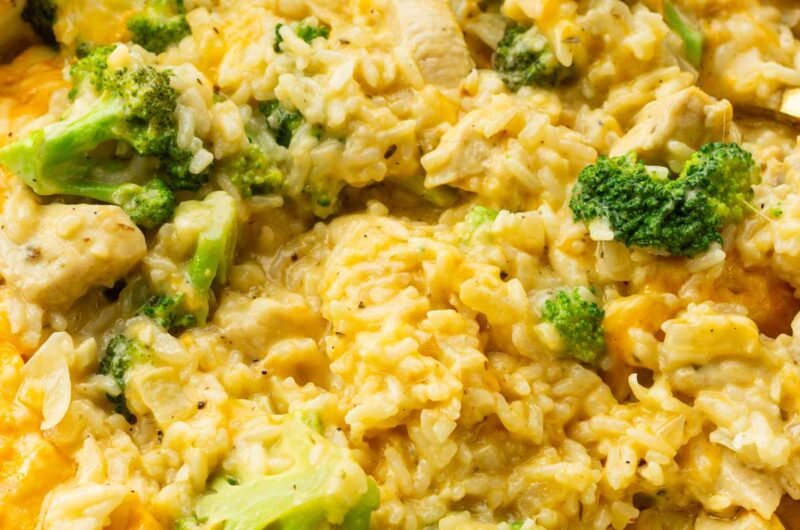 Creamy Chicken Broccoli Rice Cheese Casserole